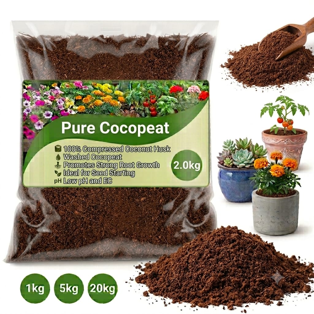 Washed pure cocopeat 1 kg, 3kg 20kg
