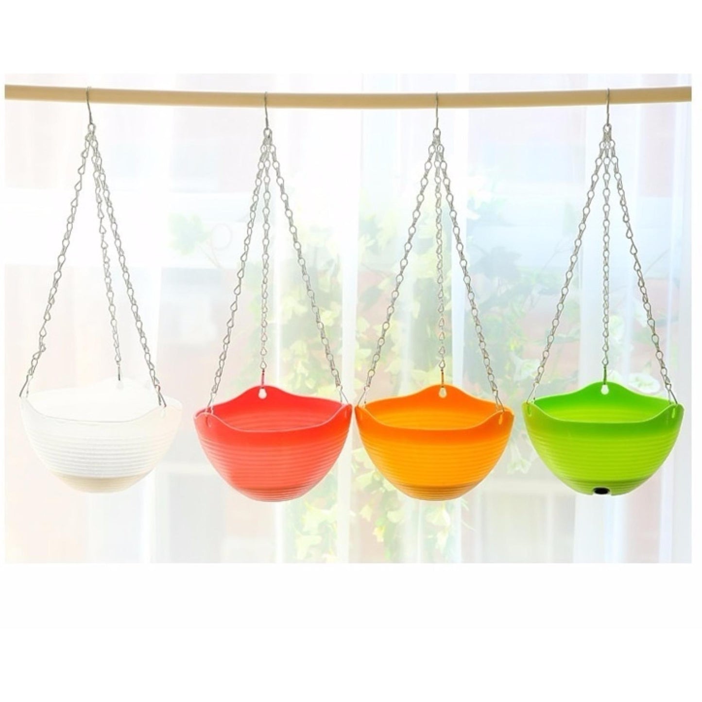 30 inch plastic hanging planter for plants with 3 side chain , hanging pot for plants