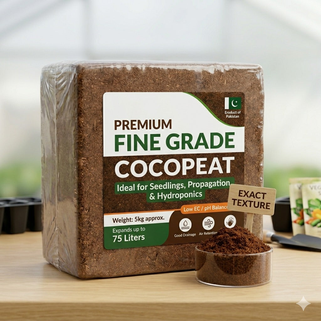 Buy Cocopeat 5 kg Block in pakistan , 0% Fiber Low E.C Premium FineGrade NewGreen Certified Export Quality