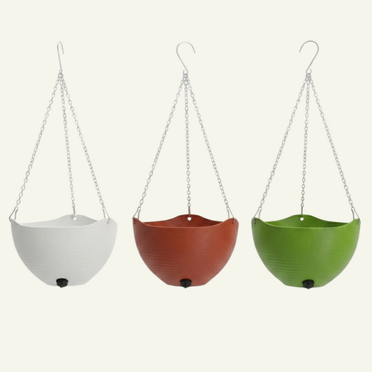 30 inch plastic hanging planter for plants with 3 side chain , hanging pot for plants