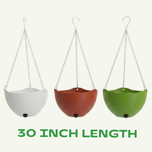 30 inch plastic hanging planter for plants with 3 side chain , hanging pot for plants