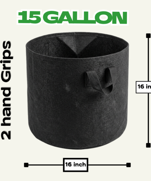 Premium Grow Bag 16 by 16 inch – 15 Gallon geo fabric growing bag for plants
