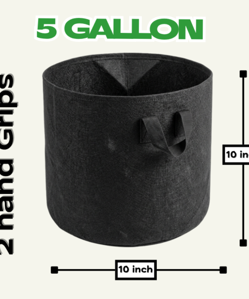Premium Grow Bag 10 by 10 inch – 5 Gallon geo fabric growing bag for plants