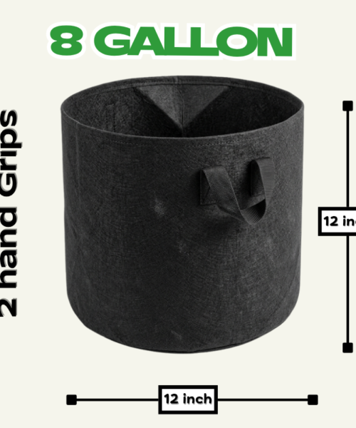 Premium Grow Bag 12 by 12 inch – 8 Gallon geo fabric growing bag for plants