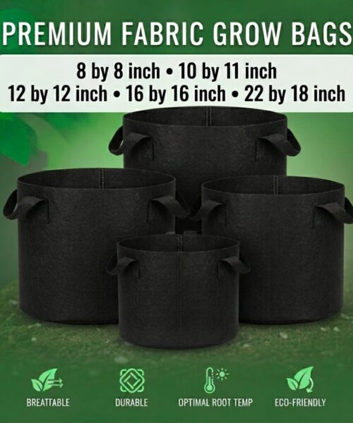 Grow bags for plants, 12 by 12 , 16 by 16, 18 by 18 , 24 by 24 , green and black color ,circle shape with high quality as well as 1 month warranty